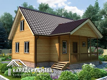Дом Проект каркасного двухэтажного дома с крыльцом Барон 9 на 9