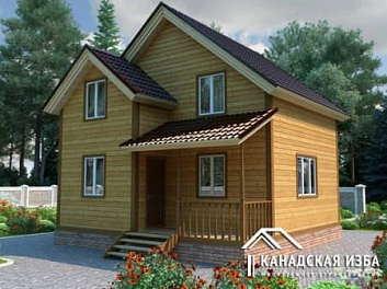 Дом Каркасный проект с террасой <span></span> "Эдельвейс" 7 на 7